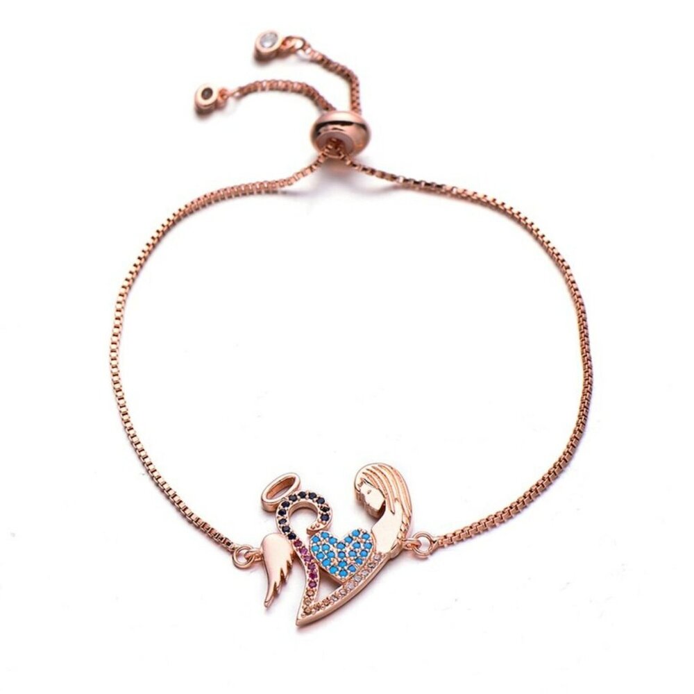 Angel Baby Infant Loss Cubic Zirconia Rose Gold Bracelet